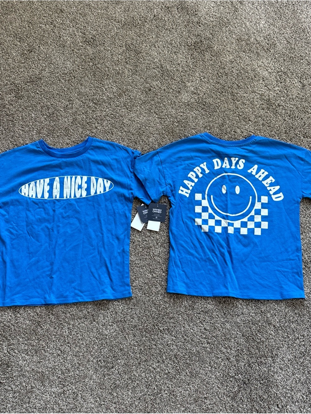 Have A Nice Day Blue Kids Medium 8 Nwt Graphic Tee - Happy Days Ahead Set of two